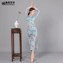 Classical dance practice uniforms female Chinese style improved cheongsam elastic mesh amorous dance cheongsam performance costumes