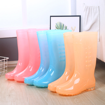Water shoes womens cotton soft and comfortable non-slip waterproof sweet fashion print candy rain boots high tube rubber shoes rain shoes