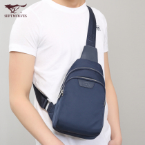 Seven Wolves Chest Bag Mens Bag Sloped Satchel Canvas Single Shoulder Bag Casual Waterproof Korean Version Tide Small Satchel Bag Mens Bag