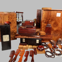 Huanghuali red sandalwood text play handle collection magenta wood jewelry jewelry box-Douma live studio special shot link