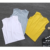 Fat boy vest boy outside wearing damp summer thin section loose plus hypertrophy boy sleeveless Modale breathable child chopping sleeves