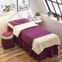 Beautiful magic spinning beauty salon bedspread four-piece cotton and hemp massage massage bedspread simple European logo customization