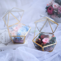 (Pentagon glass flower room ring box) Yongsheng flower diy material package Group Manual activity flower salon