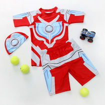 Boy split swimsuit Galaxy Ultraman suit Small children baby short-sleeved shorts Baby boy handsome swimsuit