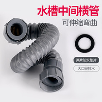 The single and double tanks of the washing basin are connected to the drain pipe the kitchen sink drain pipe is lengthened the laundry pool the drag pool downpipe is horizontal.