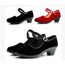 Childrens dance shoes hard bottom black girls practice national costumes adult childrens dancing shoelaces and grades