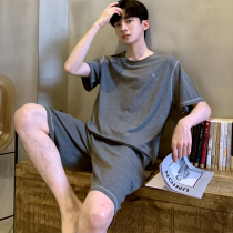 Mens pajamas summer short-sleeved Modal summer mens thin youth plus size home wear suit can be worn outside