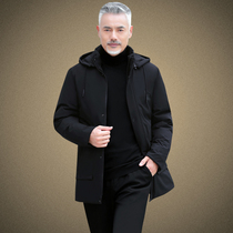 Mens down cotton clothing winter mid-length middle-aged and elderly large size wide warm cotton coat quilted jacket Dad winter jacket male