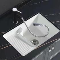 Lemu table laundry basin embedded wash basin with washboard ceramic washbasin washing machine cabinet sink