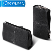 cestbeau deep-sea pearl fish leather handbag for men with code lock business casual genuine leather wallet black