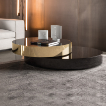 Italian creative light luxury tea few simple tempered glass surface tempered panel room double layer round tea several combinations