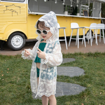 Childrens sunscreen clothes girls lace blouse tulle summer air-conditioning shirt sunscreen cardigan beach coat sunshade
