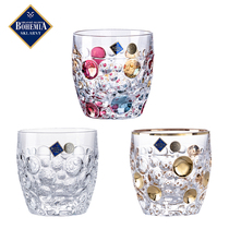  Czech BOHEMIA imported crystal gold whiskey glass creative carved flower Western wine glass light luxury colorful fruit wine glass