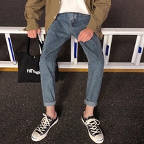 Spring and autumn jeans mens straight loose 2021 new leisure autumn winter plus velvet pants boys autumn