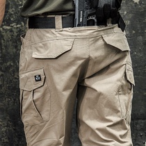 Spring and autumn consul stretch tactical pants mens outdoor loose straight tube fan pants waterproof scratch-proof multi-bag casual pants