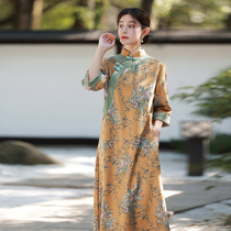 Loose cheongsam 2021 New thick female autumn and winter size improved retro daily old Shanghai Chinese style winter