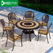 Outdoor tables and chairs Courtyard outdoor cast aluminum balcony small tables and chairs leisure set combination terrace barbecue table Waterproof sunscreen