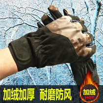 Military fans fleece inner gloves male riding warm winter plus velvet camouflage outdoor sports gloves thickened cold