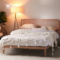 Rattan furniture Indonesian rattan bed Simple modern creative bedroom bed and breakfast inn hotel furniture rattan double bed