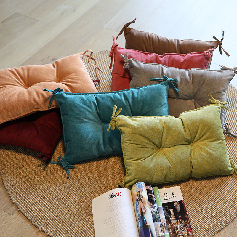 Thickened square stool cushion chair cushion four seasons solid color wick velvet fabric students cushion kindergarten children cushioned chair mat