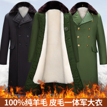 Pure wool army cotton coat male sheep fur one cotton coat long labor insurance thick warm and cold clothing women