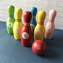 Childrens bowling toys Wooden balls Sensory training games Indoor home parent-child sports 3-5-6-7 years old