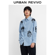 UR2021 autumn new mens fashion stripe print loose thin cardigan shirt MV37S2BN2003