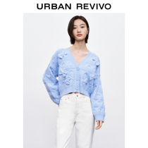 UR2021 Autumn Winter New Pint Woman Dress Sweet temperament butterfly knot sweater knit jacket WU48R9DE2001