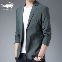 Kadile crocodile spring and autumn suit mens casual solid color thin small suit slim single western coat Korean version tide