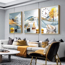  Living room decoration painting Modern light luxury crystal porcelain Nordic hanging painting Sofa background wall painting silent watch painting art wall clock