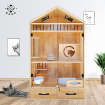 Search Solid wood cat cage Cat villa Cat nest Cat cabinet Cat house Cat house display cabinet Double-layer three-layer household can be customized