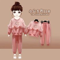 Girl autumn suit 2021 new foreign atmosphere tide spring autumn Net Red Girl girl baby clothes two-piece set