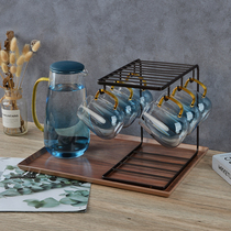 Cup holder with tray shelf drain double-layer shelf upside down tea cup holder living room storage shelf