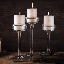 European-style romantic dinner candlestick Retro European-American modern dining table creative props decoration American glass candlestick