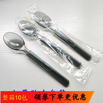 Thickened knife and fork spoon disposable plastic long handle spoon individually packed fruit salad takeaway fork 17CM fork