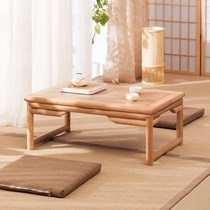 Japanese tatami tea table floating window solid wood table low kang table balcony Chinese Chinese learning table old elm tea ceremony table