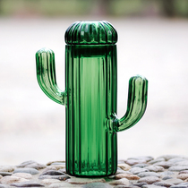 Creative green candy jar bionic cactus glass jar large light luxury decoration with lid storage jar gift jar