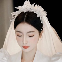 Mori bride Korean lace flower veil simple new wedding photography photo with makeup in delicious headdress
