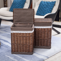 Rattan wicker storage box with lid storage basket debris finishing box dirty clothes basket Wicker clothes storage basket dirty clothes
