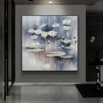 Monet water lily painted oil painting into the porch of the lotus flower hanging painting meal Hall flower murals living room light luxury decorative painting