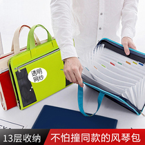 13-layer organ bag folder Multi-layer student portable Oxford canvas a4 paper clip Ticket zipper storage bag Book clip Classification insert Information book large-capacity subject bag can be customized