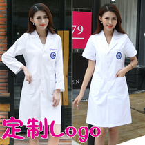 Korean white coat Long-sleeved doctors suit Female nurses suit Summer short-sleeved embroidery division beautician beauty salon overalls