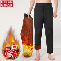 Elderly winter cotton pants masculiny thickened Northeastern warm pants mid-aged daddy high waist anti-chill and underpants Grandpa