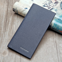 Mens long slim wallet Japan-ROK individuality student money nip multi-position soft leather Youth casual buckle leather clip wave