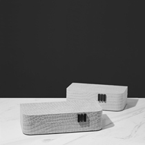 Nama simple light luxury black gray crocodile leather decorative box model room bedroom jewelry storage box ornaments