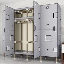 Wardrobe simple cloth cabinet Steel pipe thickened rental room with simple all-steel hanging wardrobe thickened household cloth cabinet