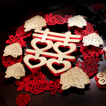 Wedding House Happy Character Decoration Placement Creative Wedding Window Flower Stickers Wedding New Room Bedroom Door Sticker Door Solid Double Delight