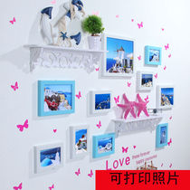 Shelf photo wall frame photo wall frame combination living room Mediterranean creative wall sticker bedroom photo wall