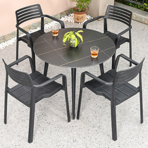 Outdoor table and chair courtyard furniture set Leisure Villa outdoor balcony garden outdoor rock board modern minimalist dining table