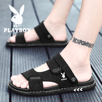 Flowers Playboy Sandals Sandals Mens Summer Outwear Genuine Leather Dual-use Sports Casual Soft Bottom Non-slip Deodorant Beach Slippers